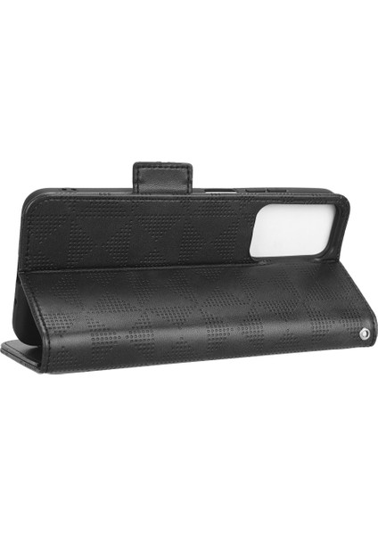 Xiaomi Redmi Için 11 Prime 4g Baskılı Üçgen Desen Pu Deri Stand Kılıfı Tam Koruma Telefon Cüzdan El Strap-Black ile (Yurt Dışından) indirimleri