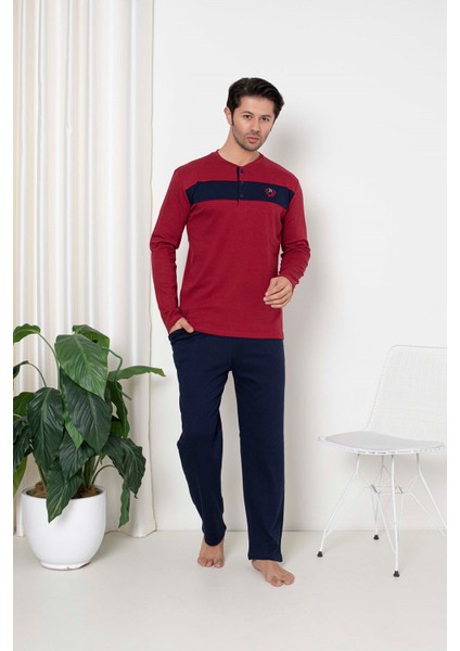 Erkek Pijama Takımı Interlok Ön Gövde Parçalı Pamuklu Mevsimlik M70062268