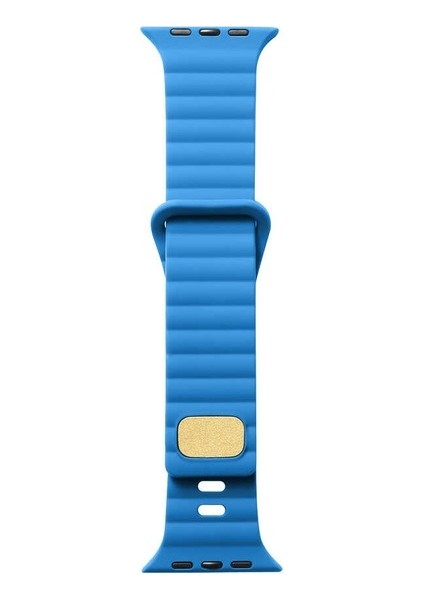 Casestreet Apple Watch 9 41MM Kordon Silikon Metal Tokalı Ayarlanabilir KRD73 Mavi