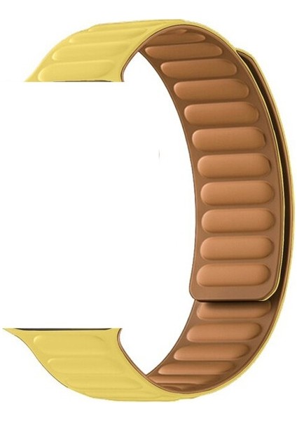 Casestreet Apple Watch Se 2 2023 44MM Kordon Deri Mıknatıslı Gizli Mıknatıslı Krd 34 Sarı