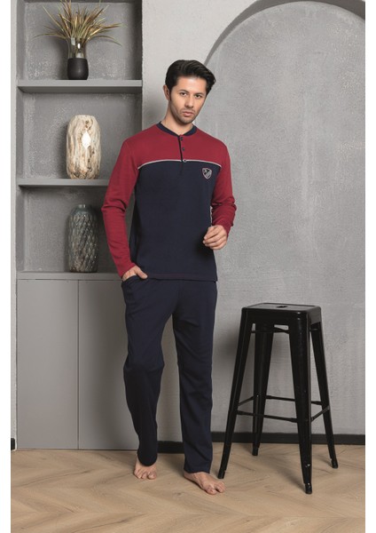 Erkek Pijama Takımı Interlok Önü Parçalı Pamuklu Mevsimlik M70032265