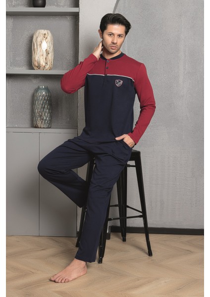 Erkek Pijama Takımı Interlok Önü Parçalı Pamuklu Mevsimlik M70032265