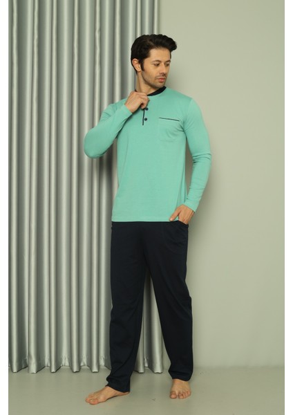 Erkek Pijama Takımı Uzun Kol Süprem Cep Parçalı Pamuklu Mevsimlik M58142264