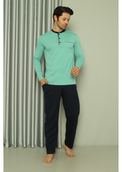 Erkek Pijama Takımı Uzun Kol Süprem Cep Parçalı Pamuklu Mevsimlik M58142264