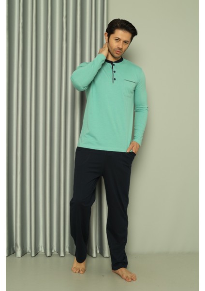 Erkek Pijama Takımı Uzun Kol Süprem Cep Parçalı Pamuklu Mevsimlik M58142264