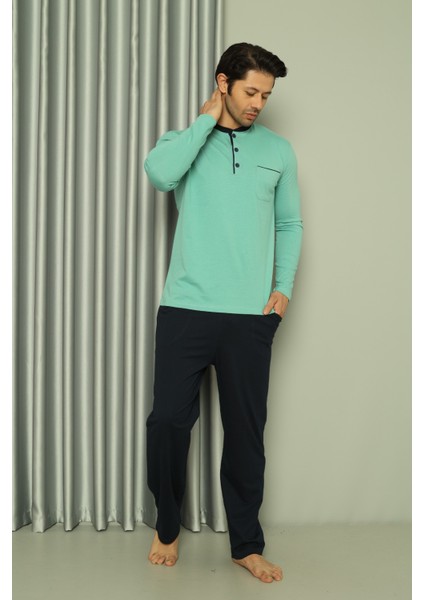 Erkek Pijama Takımı Uzun Kol Süprem Cep Parçalı Pamuklu Mevsimlik M58142264