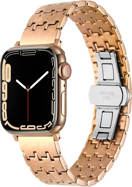 Casestreet Apple Watch Se 2 2023 44MM Kordon Metal Zigzag Fit Tasarım Desenli KRD86 Bronz fiyatları