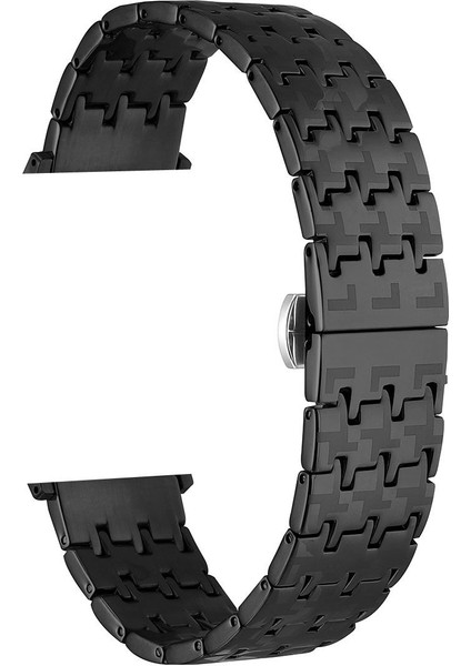 Casestreet Apple Watch Se 2 2023 44MM Kordon Metal Zigzag Fit Tasarım Desenli KRD86 Siyah