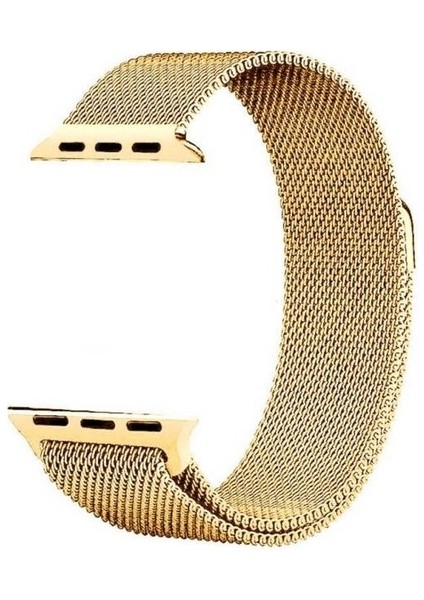 Casestreet Apple Watch 9 41MM Kordon Hasır Metal Örgülü Ayarlanabilir Gold
