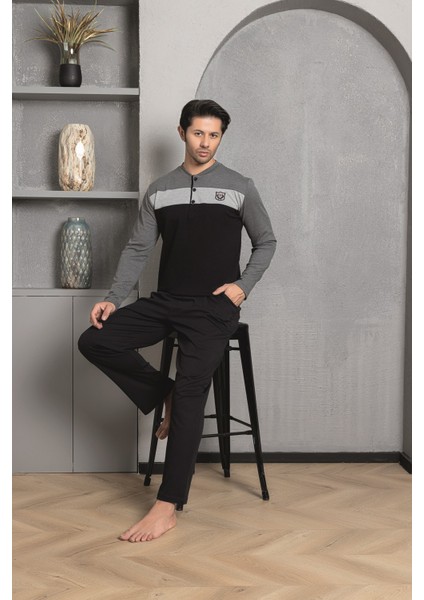 Erkek Pijama Takımı Interlok Öön Orta Parçalı Pamuklu Mevsimlik M70052267