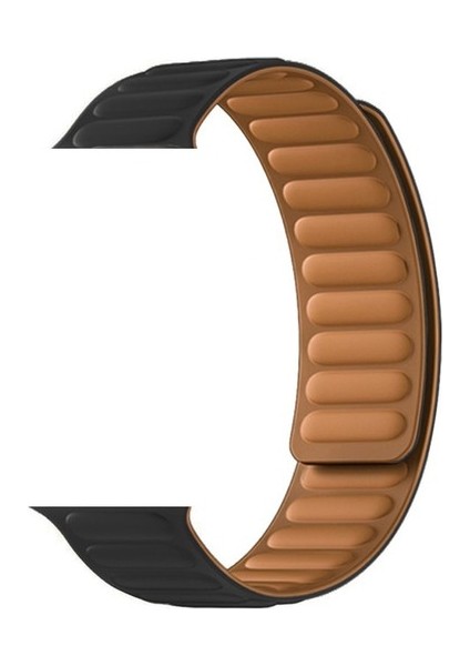 Apple Watch Se 2 2023 44MM Kordon Deri Mıknatıslı Gizli Mıknatıslı Krd 34 Siyah
