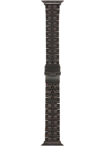 Apple Watch 9 41MM Kordon Mat Parlak Şerit Bakla Desenli KRD54 Siyah