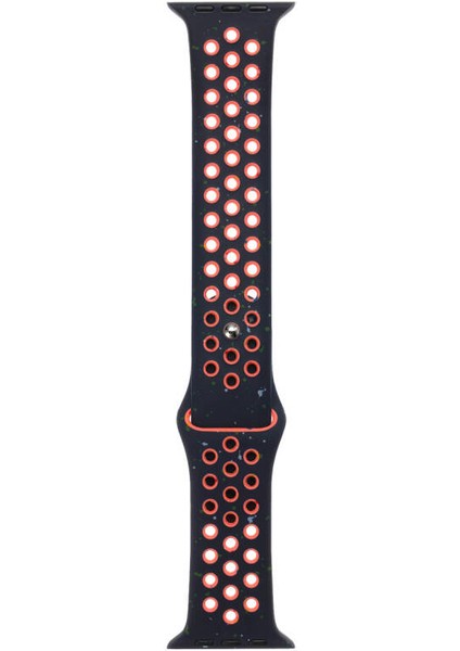 Apple Watch 4 5 42MM Kordon Delikli Çift Renk 2023 Seri Silikon Siyah