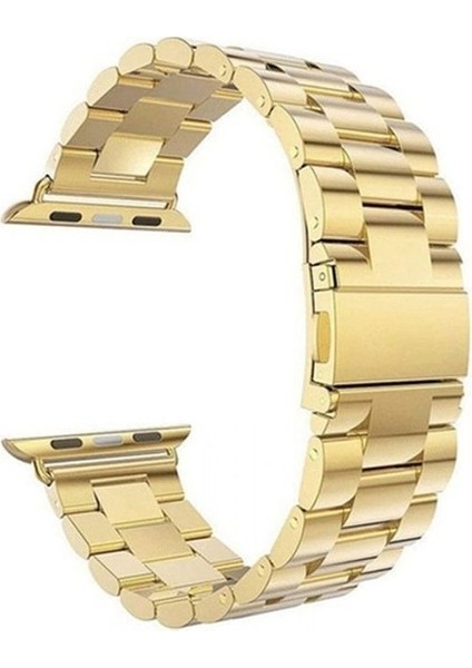 Apple Watch 9 45MM Kordon Metal Sıralı Kordon Gold
