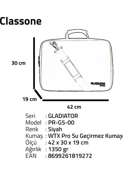 PR-G5-00 Gladiatör G5 Serisi Konsol Çantası- Siyah