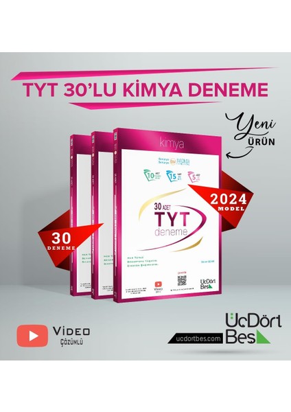 ÜçDörtBeş Yayınları TYT 30'lu Kimya Denemesi