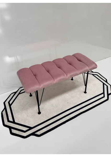 Metal Ayaklı Eco Pembe Babyface Puf & Bench- Pembe Bench