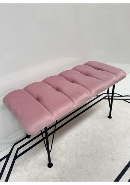 Metal Ayaklı Eco Pembe Babyface Puf & Bench- Pembe Bench