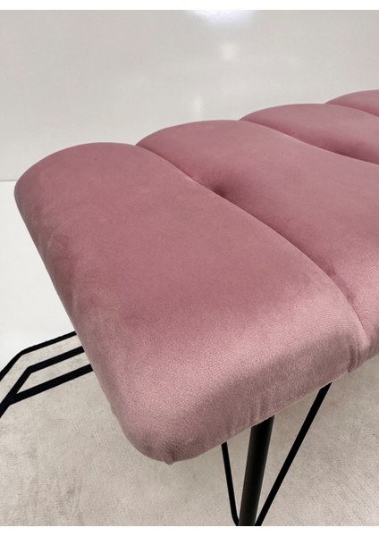 Metal Ayaklı Eco Pembe Babyface Puf & Bench- Pembe Bench