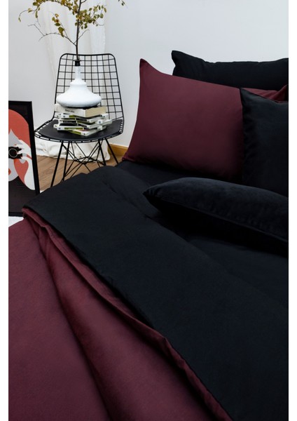 Kolay Ütü Çift Kişilik Nevresim Takımı (160X200 Siyah Lastikli Çarşaf+Yorgan Kılıfı+Y.kılıfı) Bordo fiyatları