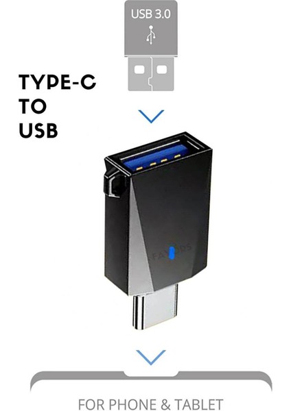 Type-C To USB 3.0 Veri Aktarımı Otg Çevirici Dönüştürücü Adaptör Yüksek Hızlı