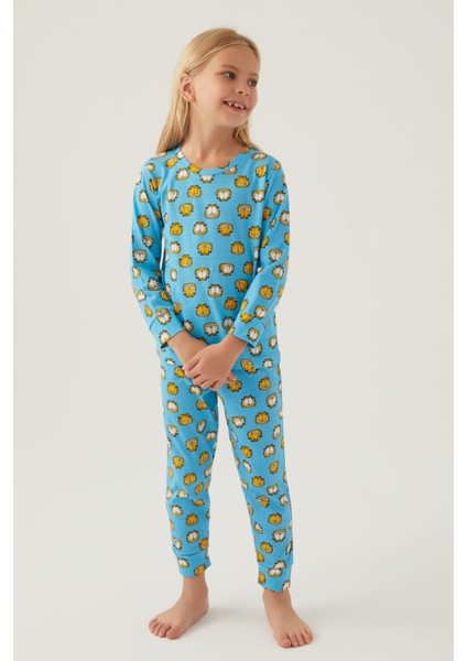 Açık Mavi Kız Çocuk Pijama Takımı