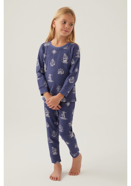 Lacivert Kız Çocuk Pijama Takımı modelleri