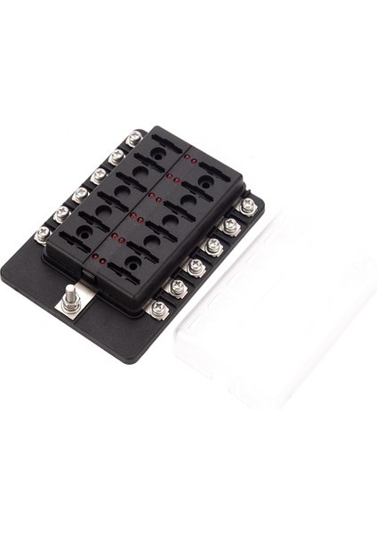 12 Yollu Blade Sigorta Kutu Tutucu Sigorta Blokları Kırmızı LED Göstergesi ile 10 Adet Sigortalar Araba Tekne Deniz Karavan Kamyon Için 10 Adet Terminaller 12 V 24 V (Yurt Dışından) fırsatları
