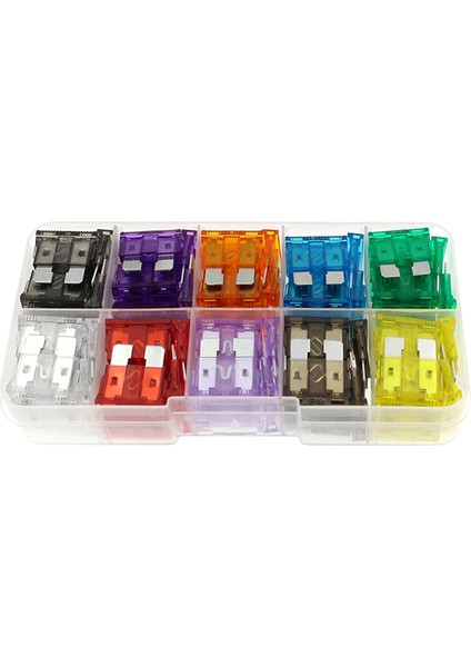 100 Adet Araba Sigortaları Çeşitler Kiti Bıçak Tipi Otomotiv Sigortaları Standart ve Mini Boyut 2/3/5/7.5/10/15/20/25/30/35A Araba/rv/kamyon/motosiklet/tekne Için Yedek Sigortalar (Yurt Dışından)