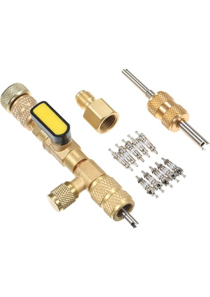 Çift Boyutlu Sae 1/4 ve 5/16 Bağlantı Noktalı Valf Göbeği Sökücü Takma Aracı R22 R12 R407 R410 R404 R32 R600 A/c ile Uyumlu (Yurt Dışından)