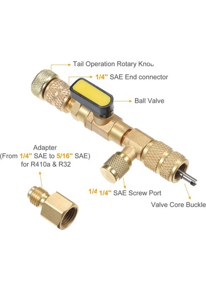 Çift Boyutlu Sae 1/4 ve 5/16 Bağlantı Noktalı Valf Göbeği Sökücü Takma Aracı R22 R12 R407 R410 R404 R32 R600 A/c ile Uyumlu (Yurt Dışından) fırsatları