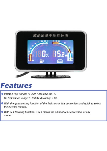 2-In-1 LCD Araba Dijital Yakıt Seviyesi Göstergesi Voltmetre Evrensel Enstrüman 9-36V Araba Kamyon Suv Rv Için (Yurt Dışından)