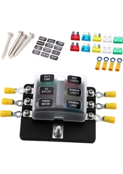 6 Yollu Blade Sigorta Kutu Tutucu LED Göstergeli Standart Blade Sigorta Blokları 10 Adet Sigortalar Araba Tekne Deniz Karavanı Için 10 Adet Terminaller 12V 24V (Yurt Dışından)