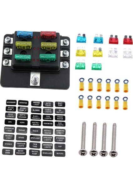 6 Yollu Blade Sigorta Kutu Tutucu LED Göstergeli Standart Blade Sigorta Blokları 10 Adet Sigortalar Araba Tekne Deniz Karavanı Için 10 Adet Terminaller 12V 24V (Yurt Dışından) fiyatları