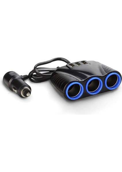 12-24V 3 Yollu Araç Çakmak Soket Ayırıcı USB Şarj Aleti Güç Adaptörünün Araçlar ve Tablet Pc, Akıllı Telefon Vb. Için Değiştirilmesi. (Yurt Dışından) fırsatları