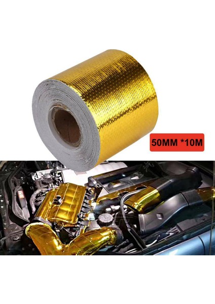 50MM * 10M Alüminyum Folyo Yansıtıcı Rulo Bant Egzoz Borusu Yapışkanlı Isı Kalkanı Sarma Bandı (Yurt Dışından)