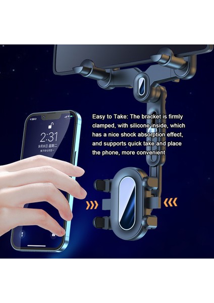 Araç Telefonu Tutucu Dikiz Aynası Telefon Montajı 360° Dönebilen ve Geri Çekilebilir Telefon Standı Navigasyon Tutucu Kelepçe Araba Için Kurulumu Kolay (Yurt Dışından) modelleri