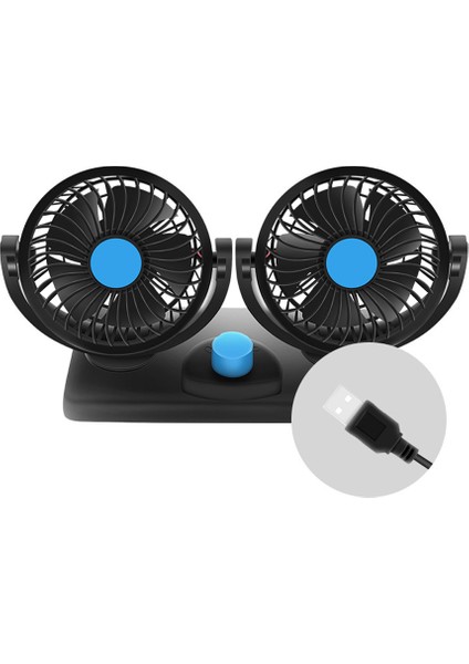 Mini Araba Fanı Çift Kafa Soğutma Fanı Sessiz USB Elektrikli Fan Araba Kamyon Suv Rv Için 4 Rüzgar Hızı ile 360 ​​° Dönme (Yurt Dışından) fiyatları