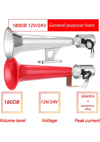 Otomobil Havalı Korna Araba Kornası 12.0V 24V Evrensel Yüksek Sesle Ses Su Geçirmez Korna Takma Boynuz Havalı Korna 180DB Islık Korna (Yurt Dışından)