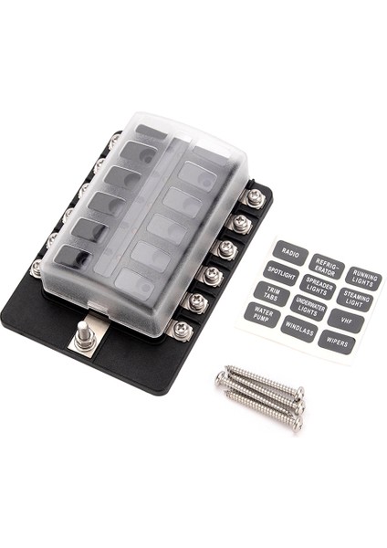 12 Yollu Blade Sigorta Kutu Tutucu Sigorta Blokları Kırmızı LED Göstergesi ile 10 Adet Sigortalar Araba Tekne Deniz Karavan Kamyon Için 10 Adet Terminaller 12 V 24 V (Yurt Dışından) modelleri