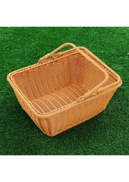 Dayanıklı Yapay Rattan El Yapımı Taşınabilir Piknik Sepeti Rattan Dokuma Süpermarket Alışveriş Sepeti Rattan Sepet (Yurt Dışından)
