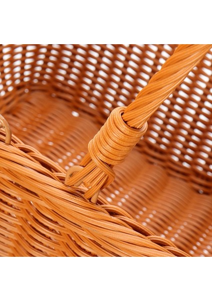 Dayanıklı Yapay Rattan El Yapımı Taşınabilir Piknik Sepeti Rattan Dokuma Süpermarket Alışveriş Sepeti Rattan Sepet (Yurt Dışından)