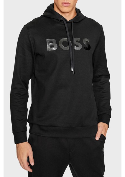 Ayna Efektli Logolu Kapüşonlu Pamuklu Relaxed Fit Sweat Erkek Sweat 50501222 001