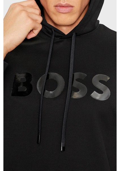 Ayna Efektli Logolu Kapüşonlu Pamuklu Relaxed Fit Sweat Erkek Sweat 50501222 001