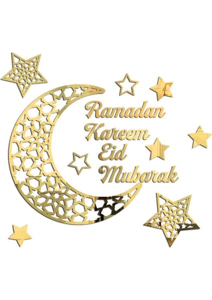 Ramazan Kareem Çıkartmalar Süslemeleri Duvar Eid Mubarak Ev Dekor Için Burcu Yatak Odası Ön Oda Hilal Kristaller Sanat A (Yurt Dışından)