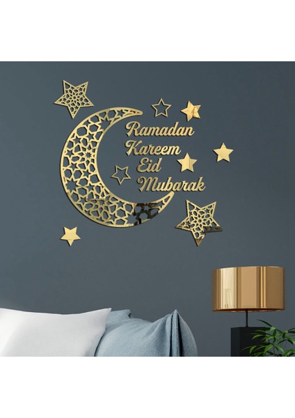 Ramazan Kareem Çıkartmalar Süslemeleri Duvar Eid Mubarak Ev Dekor Için Burcu Yatak Odası Ön Oda Hilal Kristaller Sanat A (Yurt Dışından) fiyatları
