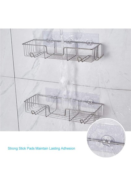 Kancalı Duş Rafı, Banyo Depolama Için Sondaj Yapışkanlı Duş Rafı, Paslanmaz Duş Organizatör 2 Paket (Yurt Dışından)