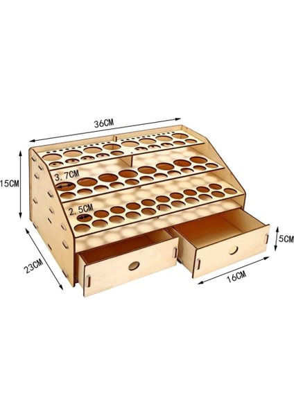 Dıy Ahşap Organizatör Boya Şişeleri Ekran Fırçaları Tutucu Standı Depolama Modeli Aracı 58 Şişe Boya Yerleştirilebilir (Yurt Dışından)