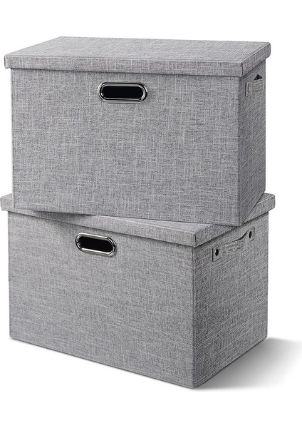 Kapaklı Kumaş Saklama Kutuları - Giysiler Için Kalın Katlanabilir Dolap Saklama Kutuları Dekoratif Saklama Kutuları Keten (Yurt Dışından)