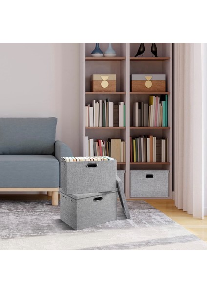 Kapaklı Kumaş Saklama Kutuları - Giysiler Için Kalın Katlanabilir Dolap Saklama Kutuları Dekoratif Saklama Kutuları Keten (Yurt Dışından) fiyatları